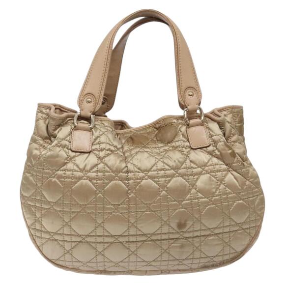 DIOR Canage Hand Bag Nylon Beige Gold - Picture 3 of 13